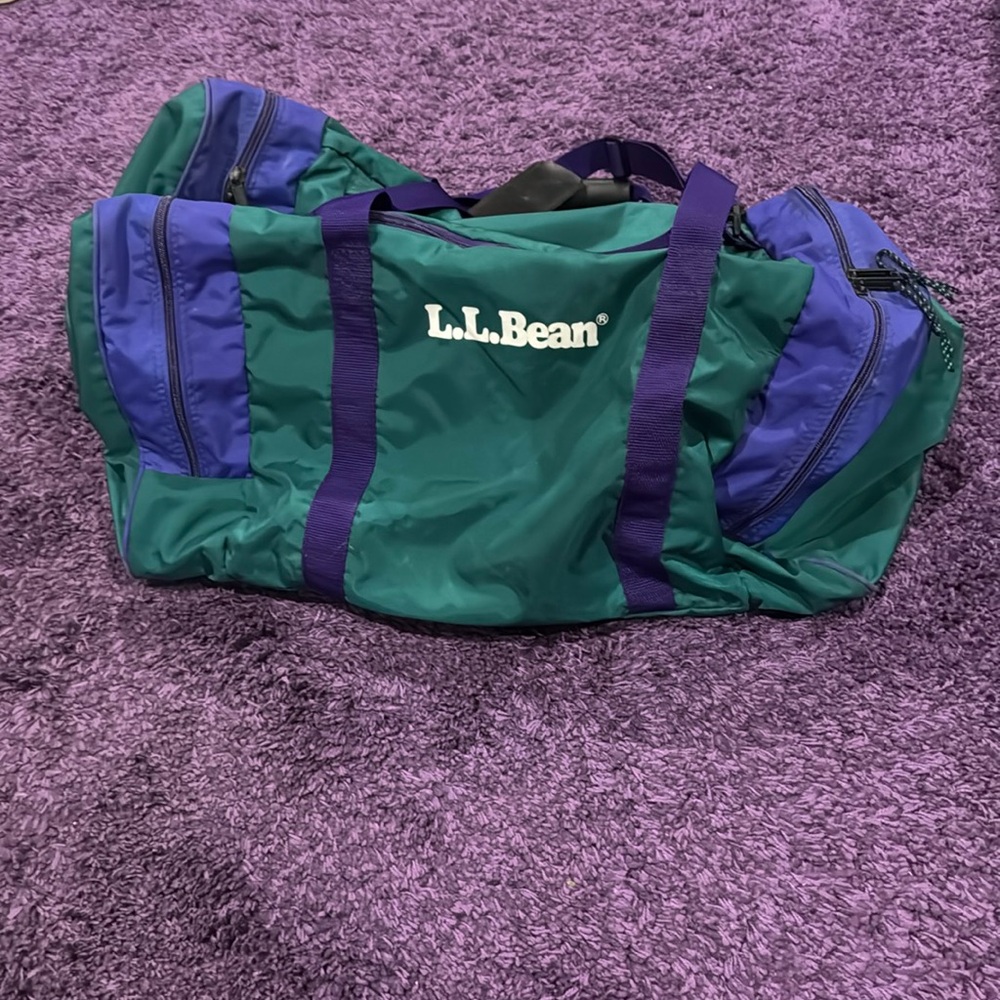 L.L. Bean Green and Purple Duffel Bag